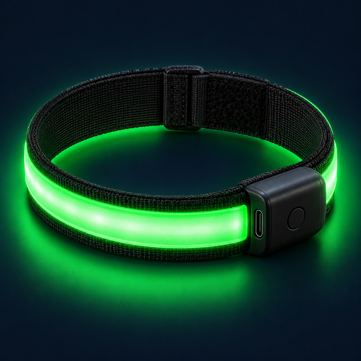 Volley Glow LED armband glowing green